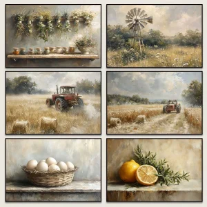 Vintage Art Pictures Home Farmhouse Decor