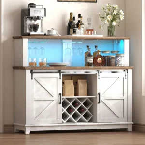 55" Farmhouse Coffee Bar Cabinet & Wine Racks